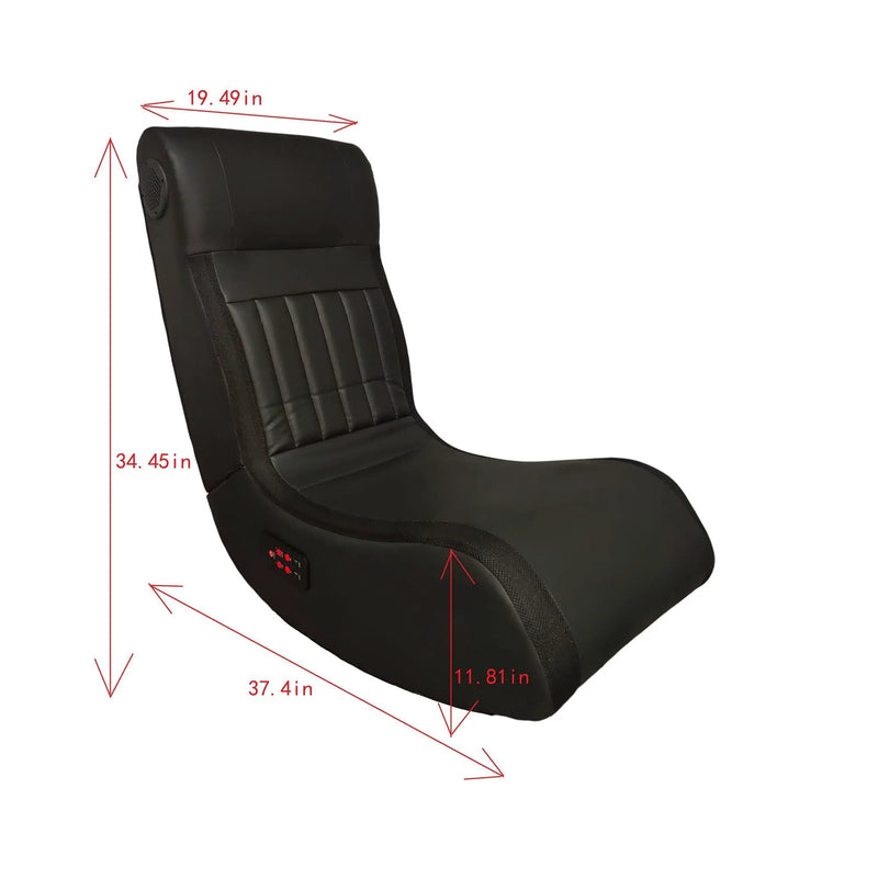 Foldable Gaming Chair With Onboard Speakers, LED Strip Lighting, Bluetooth, Vibration Massage, USB Charging Port - Black by Unique Piece Furniture