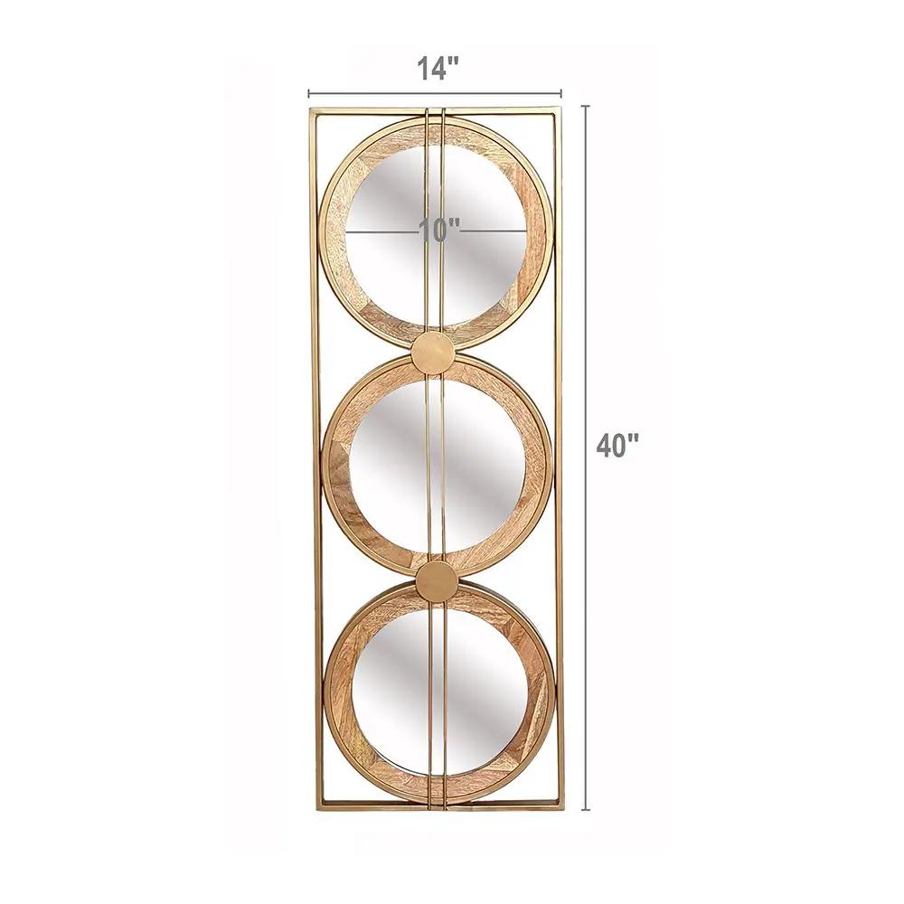 3 Mirror Piece Wall Mirror InRectangular Frame, Home Wall Decor For Bedroom Living Room - Brown by HouseOfZazla
