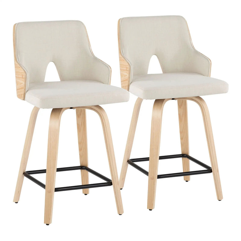 Stella - Contemporary Fixed Height Counter Stool With Swivel Square Footrest (Set of 2) by HouseOfZazla