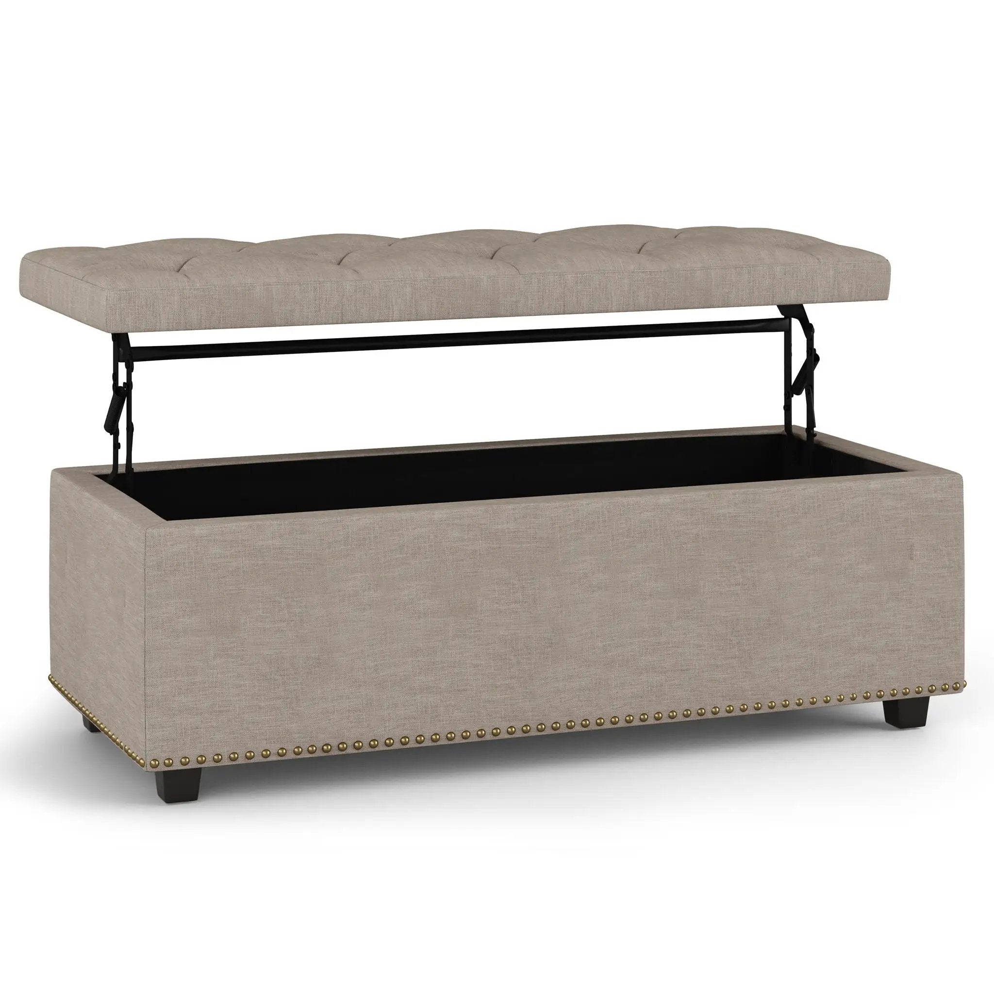 Hamilton - Upholstered Lift Top Rectangular Storage Ottoman by HouseOfZazla