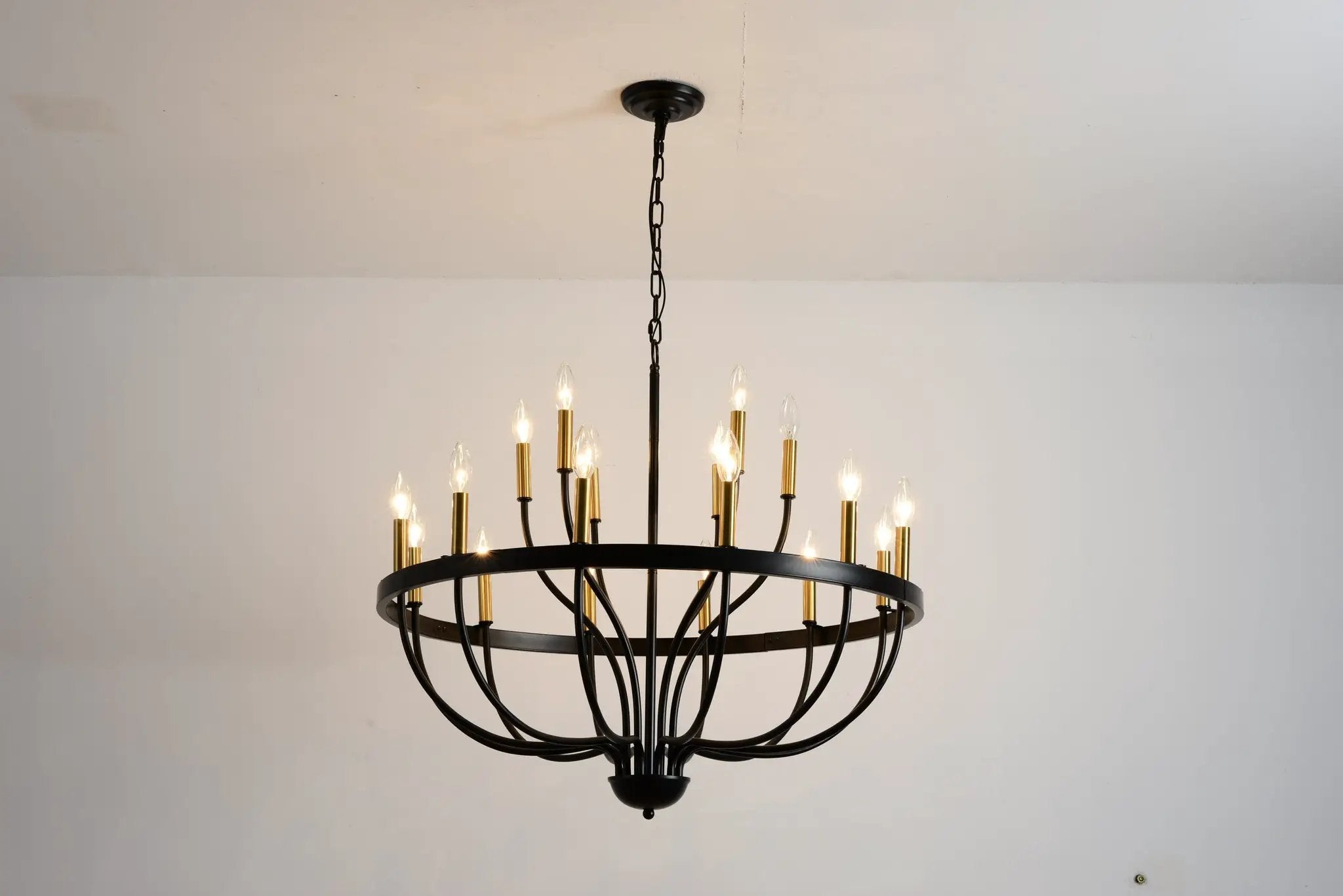 15-Light Industrial Iron Candle Chandelier Modern Farmhouse Pendant Light by HouseOfZazla