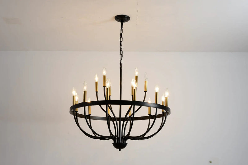 15-Light Industrial Iron Candle Chandelier Modern Farmhouse Pendant Light by HouseOfZazla