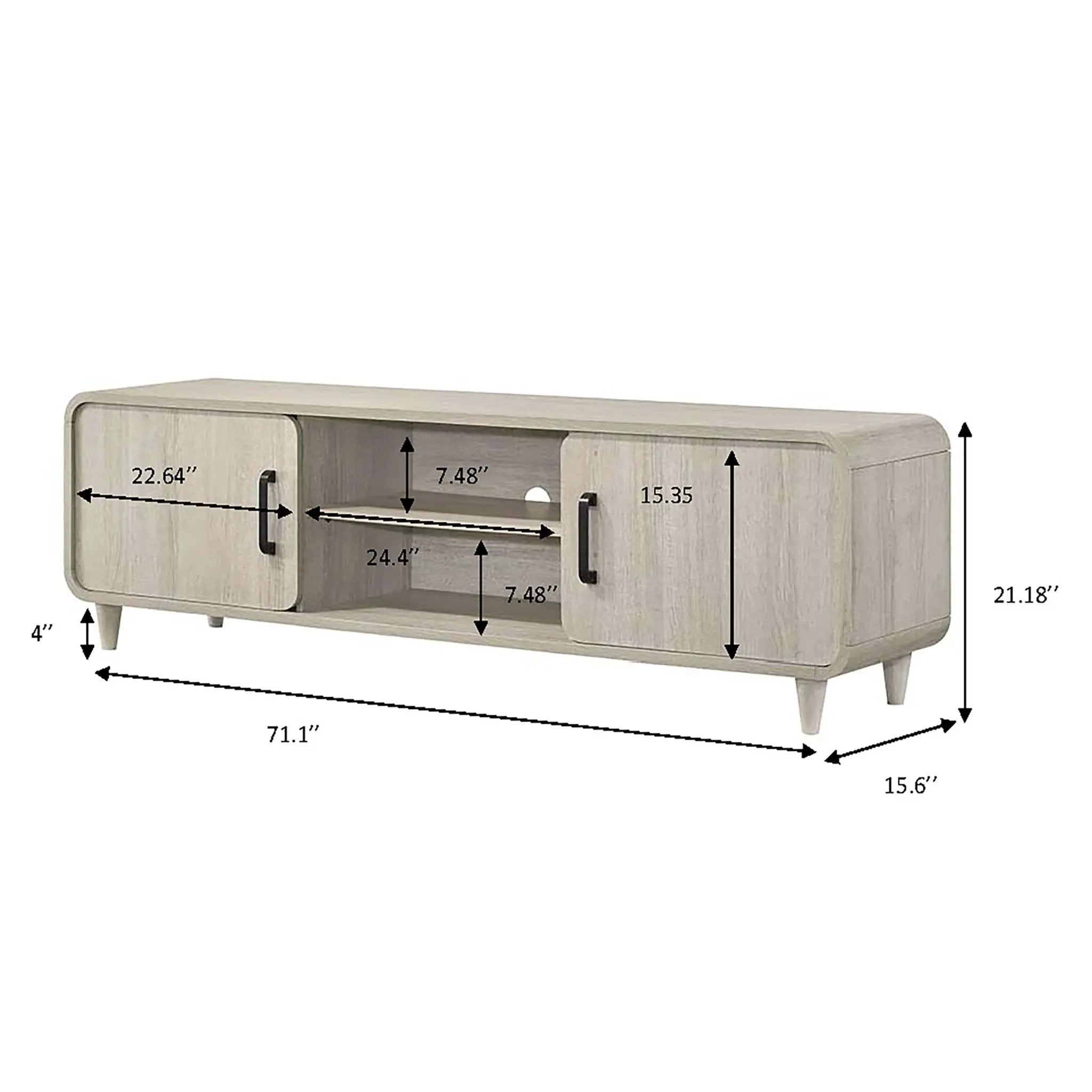 TV Stand With Sliding Doors And Handles, Living Room Furniture - Antique White by Unique Piece Furniture