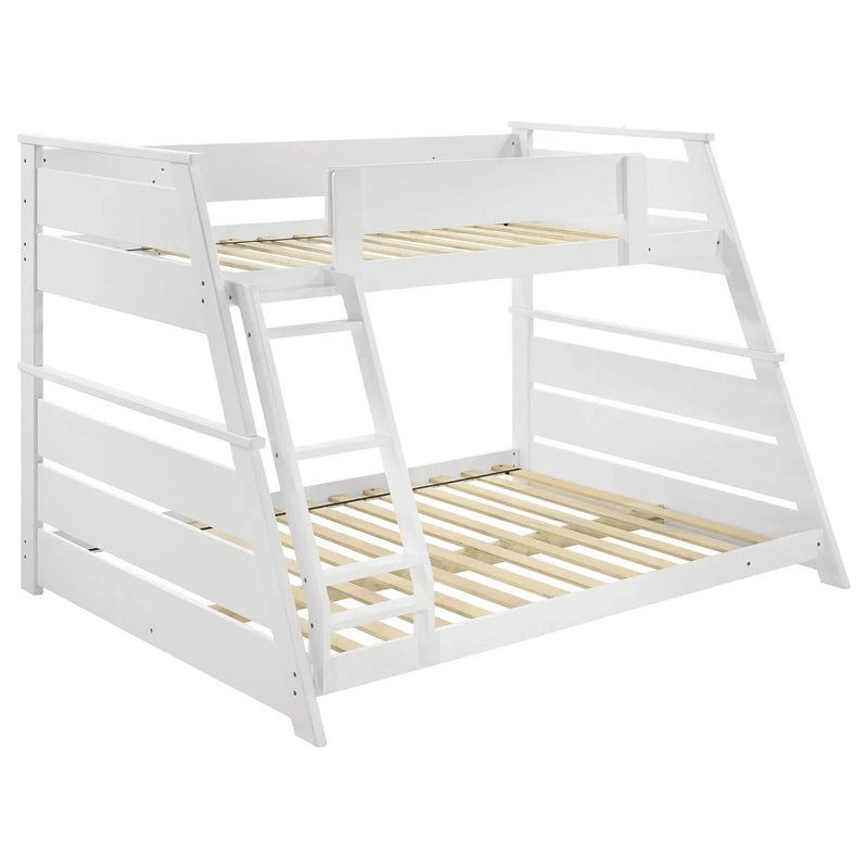 Holden Wood Veneer Twin Over Full Bunk Bed White by Unique Piece Furniture