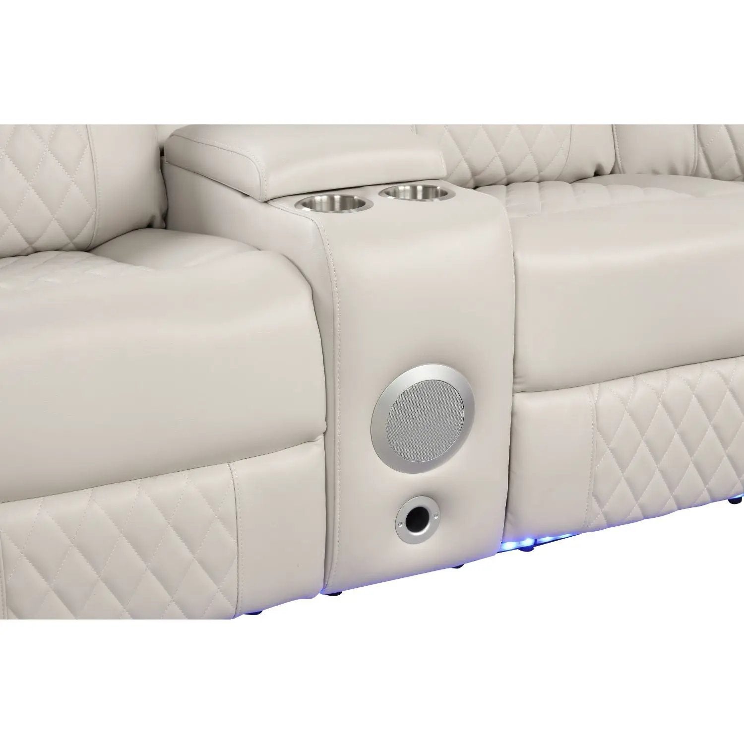Lacrosse - Power Reclining Sectional Sofa & Bluetooth Speakers, LED Lights, Console Storage, Cup Holders And USB Charging - Beige by HouseOfZazla