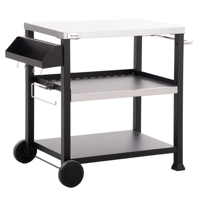 Outsunny Three-Shelf Outdoor Grill Cart with Stainless Steel Tabletop by HouseOfZazla