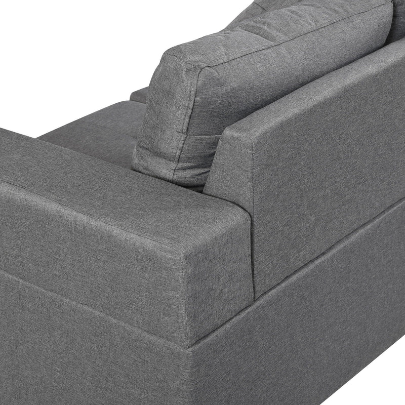 Modern Sectional Sofa Set With L Shape Chaise Lounge, Cup Holder, 4 Seat - Gray by HouseOfZazla