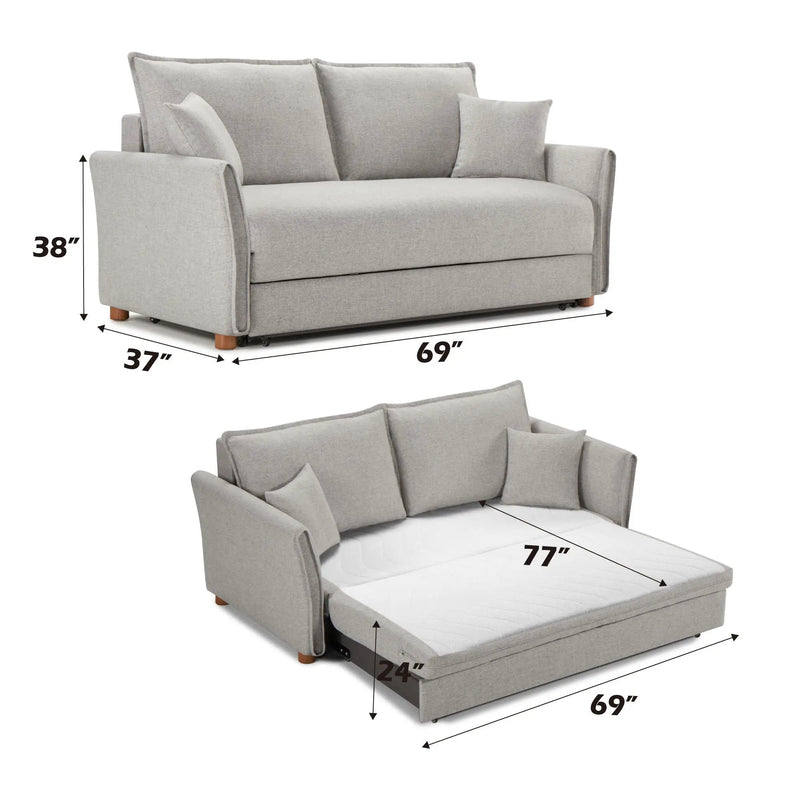 Oren - Chenille Sleeper Sectional Sofa With Storage 2 Toss Pillows - Gray by Unique Piece Furniture