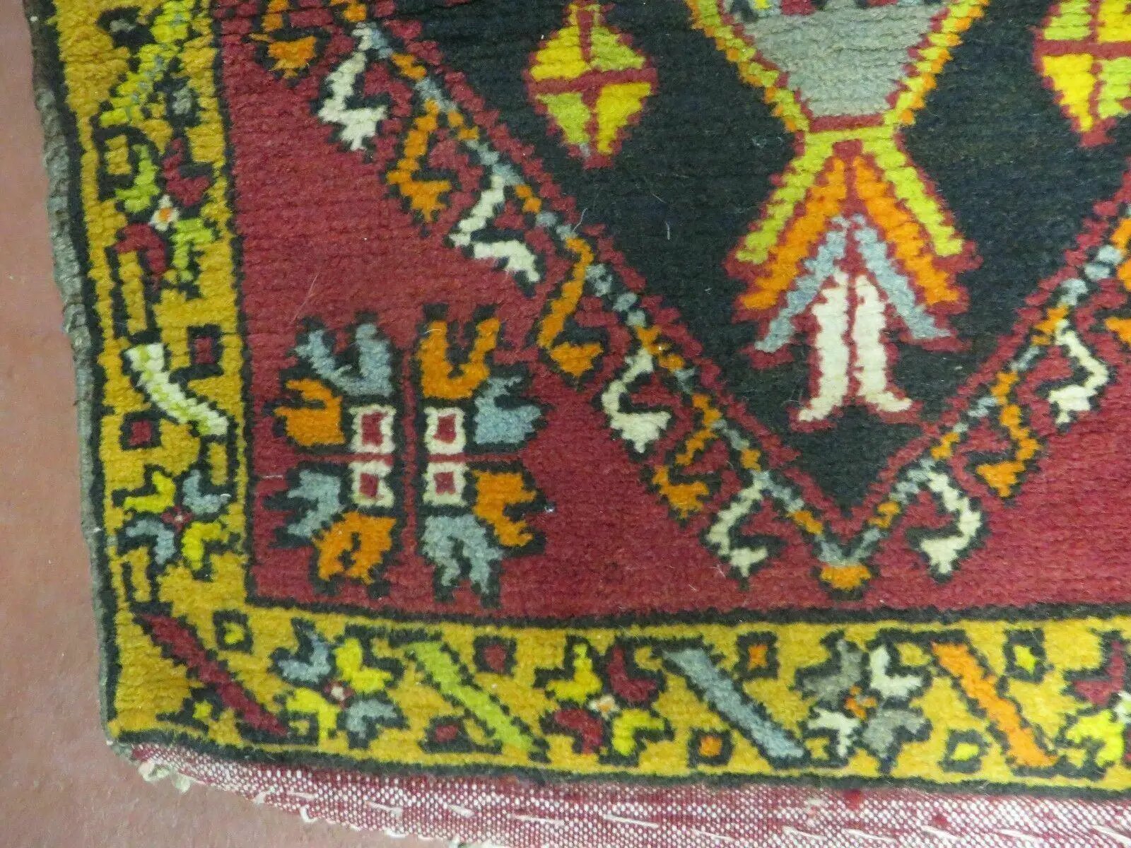 19" X 42" Antique Handmade Turkish Colorful Oushak Oshak Yastik Wool Rug Mat by Jewel Rugs