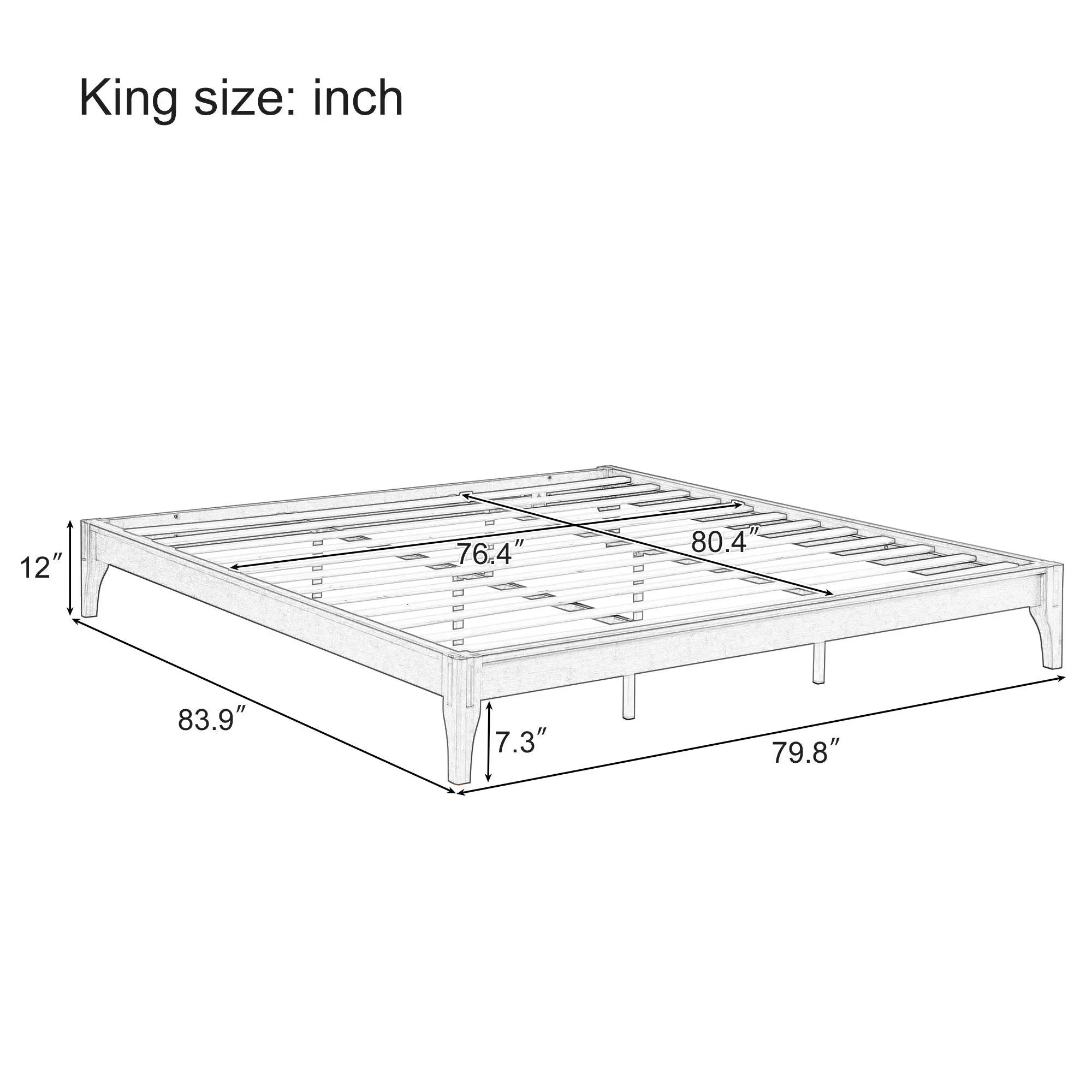 Solid Dry Bamboo Platform Bed Frame, With Slat Support by Unique Piece Furniture