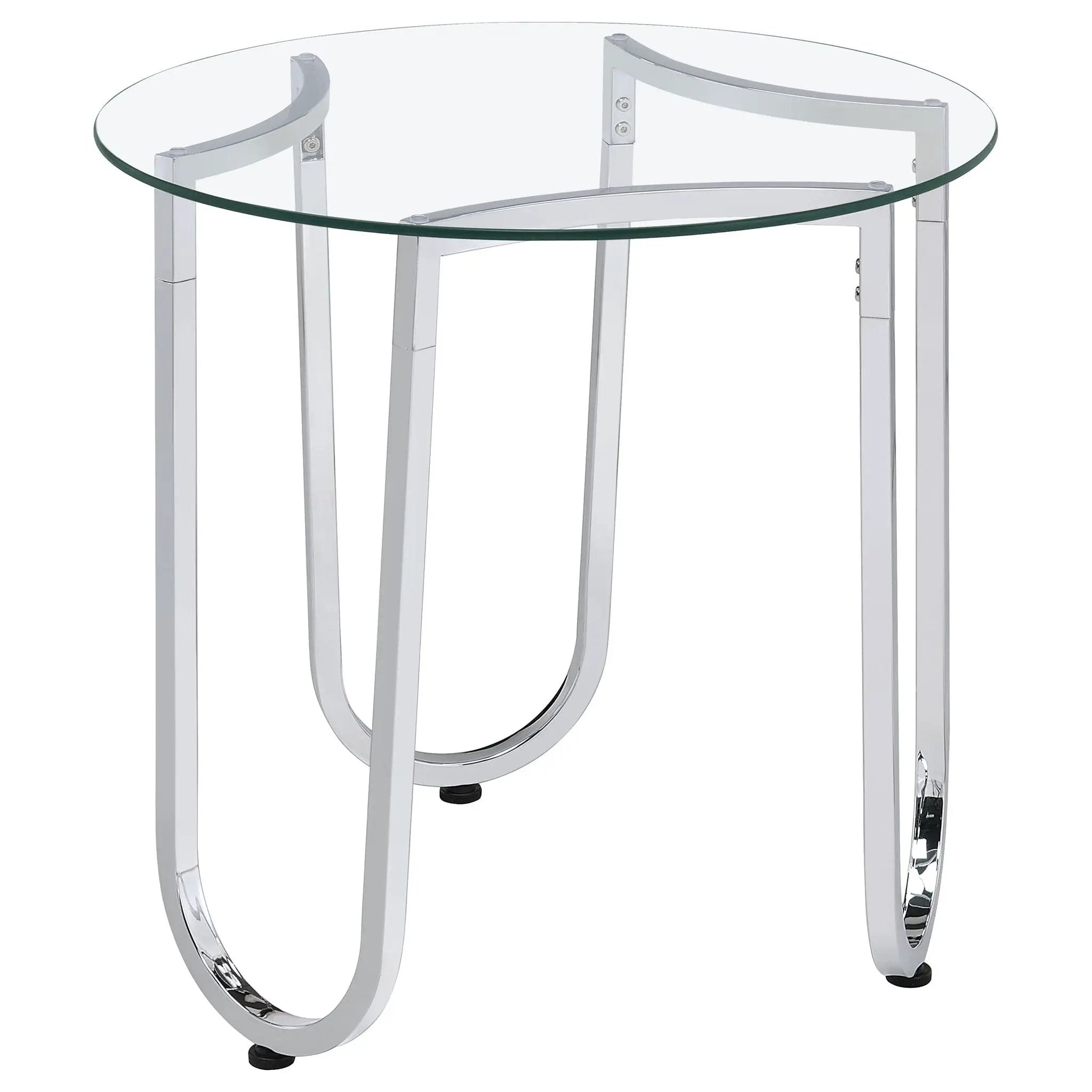 Beller 3-piece Round Tempered Glass Top Coffee Table Set Chrome by Unique Piece Furniture