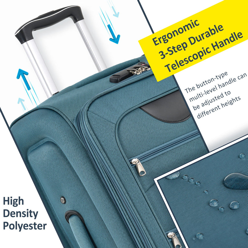 Softside Luggage Expandable 3 Piece Set Suitcase Upright Spinner Softshell Lightweight Luggage Travel Set by HouseOfZazla