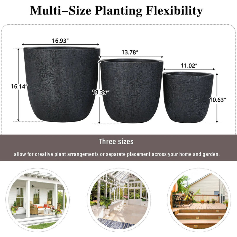 U_STYLE Lightweight MGO Planter Set of 3 by HouseOfZazla