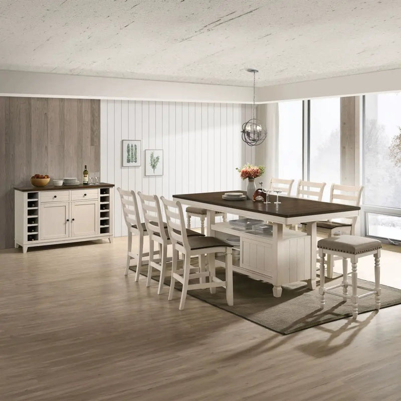 Tasnim - Counter Dining Table - Oak & Antique White by Unique Piece Furniture