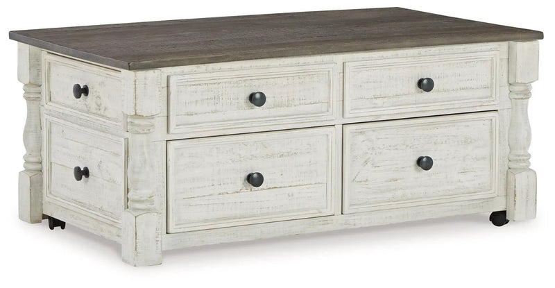 Havalance - Lift Top Cocktail Table with Storage Drawers - White / Gray by Unique Piece Furniture