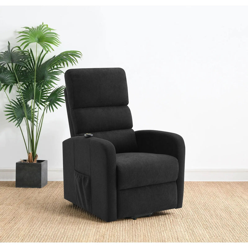 Royston - Upholstered Power Lift Recliner With Remote Comfort - Black by Unique Piece Furniture