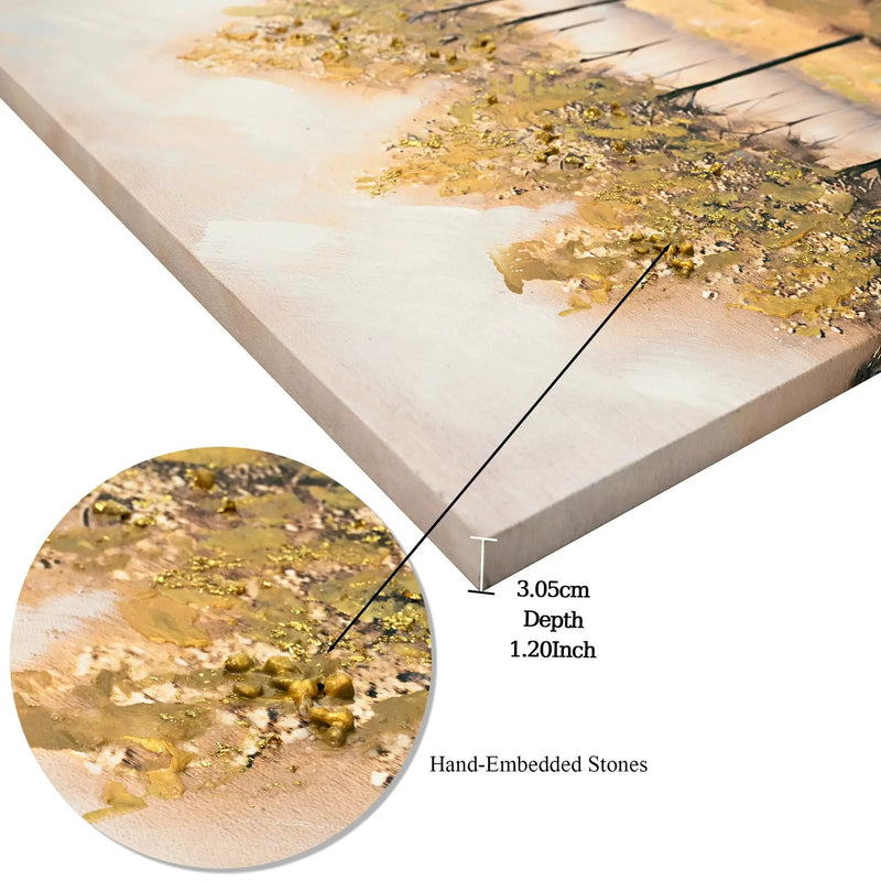Wall Art Decor Canvas Print Autumn Embellishments Plant Forest Abstract Tree - Tan Leaves by Unique Piece Furniture
