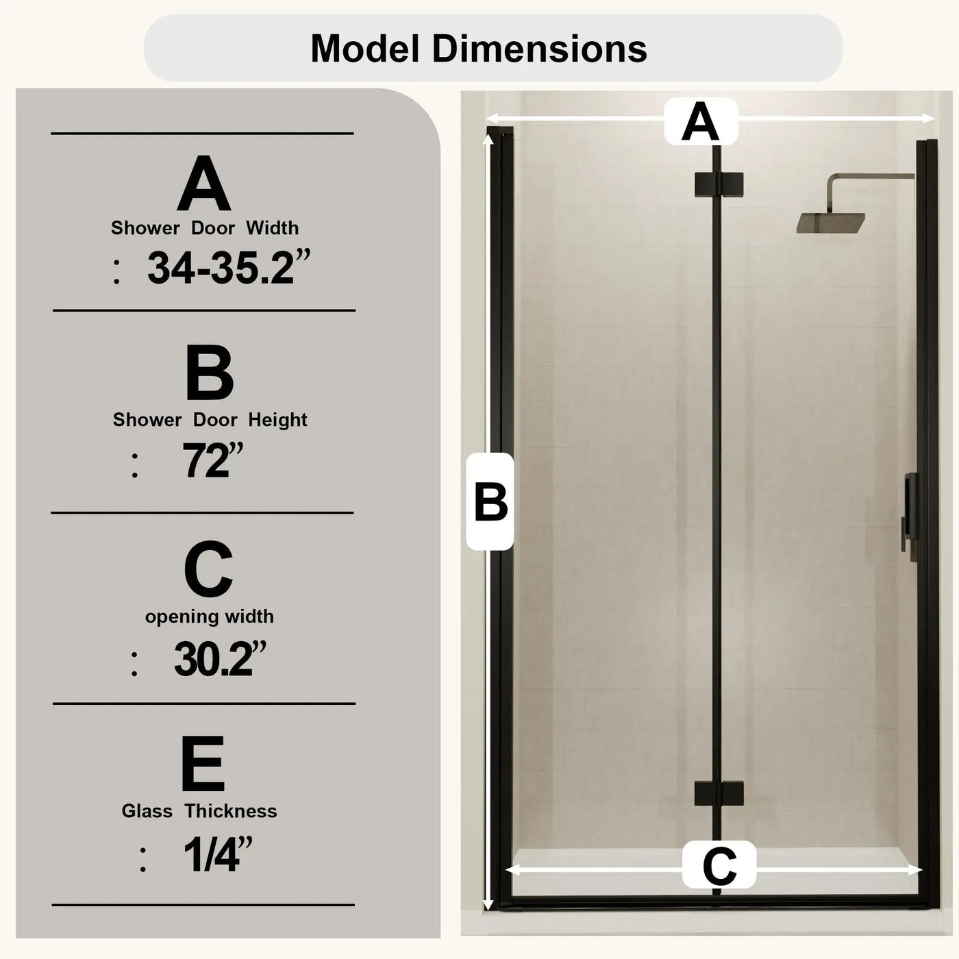 Semi Frameless Bifold Pivot Shower Door, Reversible Installation by HouseOfZazla