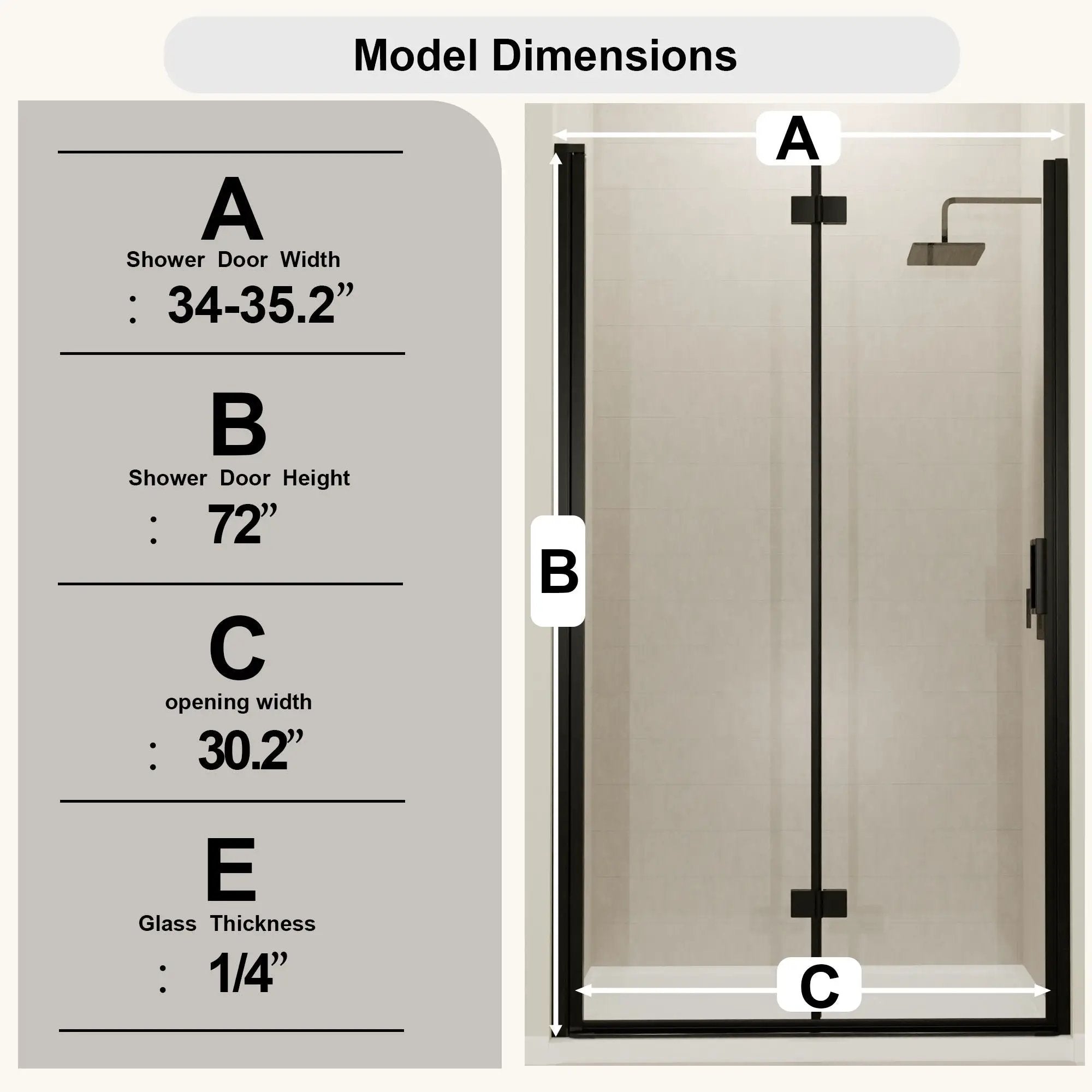 Semi Frameless Bifold Pivot Shower Door, Reversible Installation by HouseOfZazla