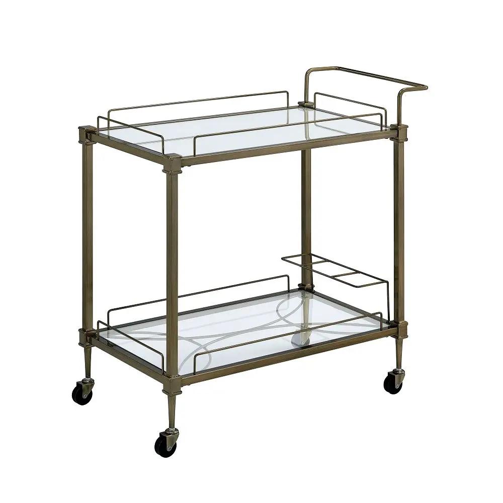 Aditya - Serving Cart - Mirrored & Antique Brass by Unique Piece Furniture