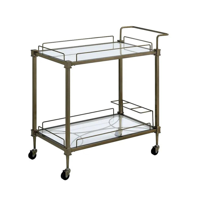 Aditya - Serving Cart - Mirrored & Antique Brass by Unique Piece Furniture