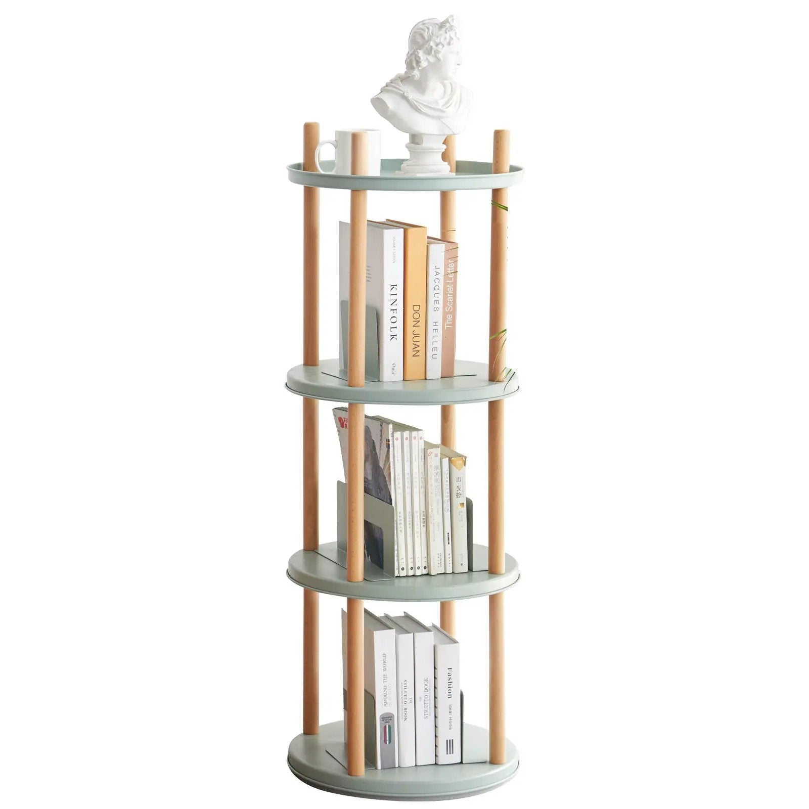 Storage Shelf, 360° Rotating Bookshelf, Bookcase With Large-Capacity Storage Space, Multifunctional Storage Rack, Compact Design For Living Room by HouseOfZazla
