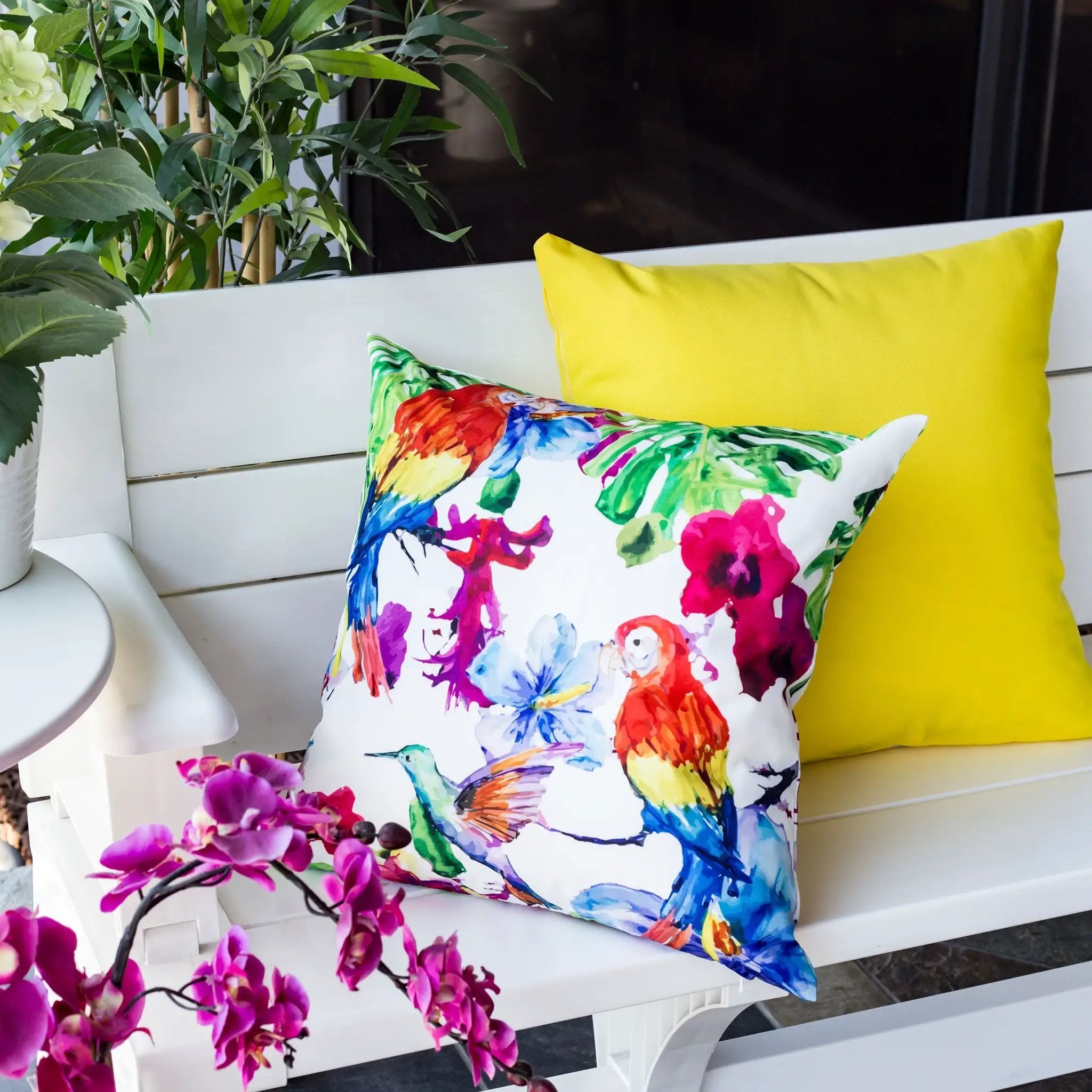 Tropical Parrot Outdoor & Indoor Pillow Set of 2 by HouseOfZazla