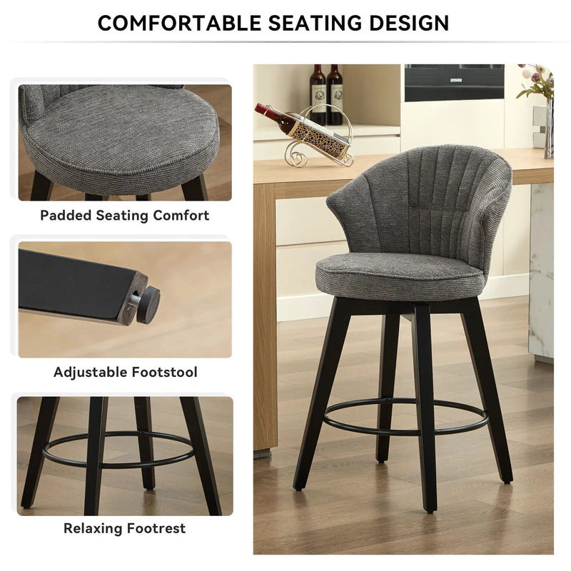 Wing Back Swivel Bar Stools (Set of 2) by Unique Piece Furniture
