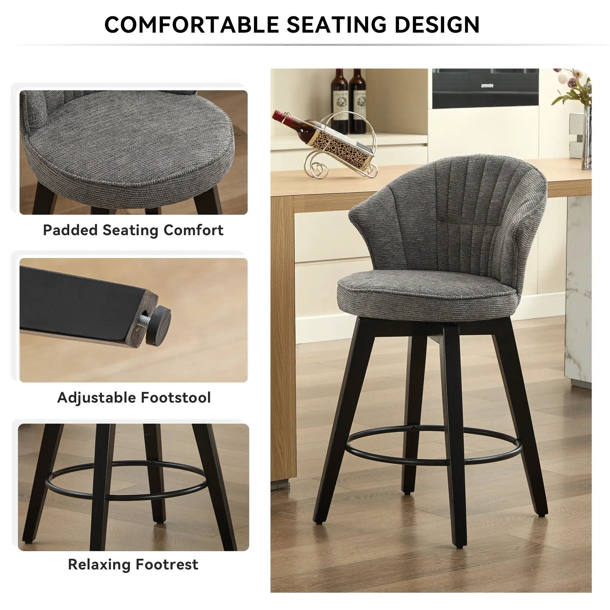 Wing Back Swivel Bar Stools (Set of 2) by Unique Piece Furniture