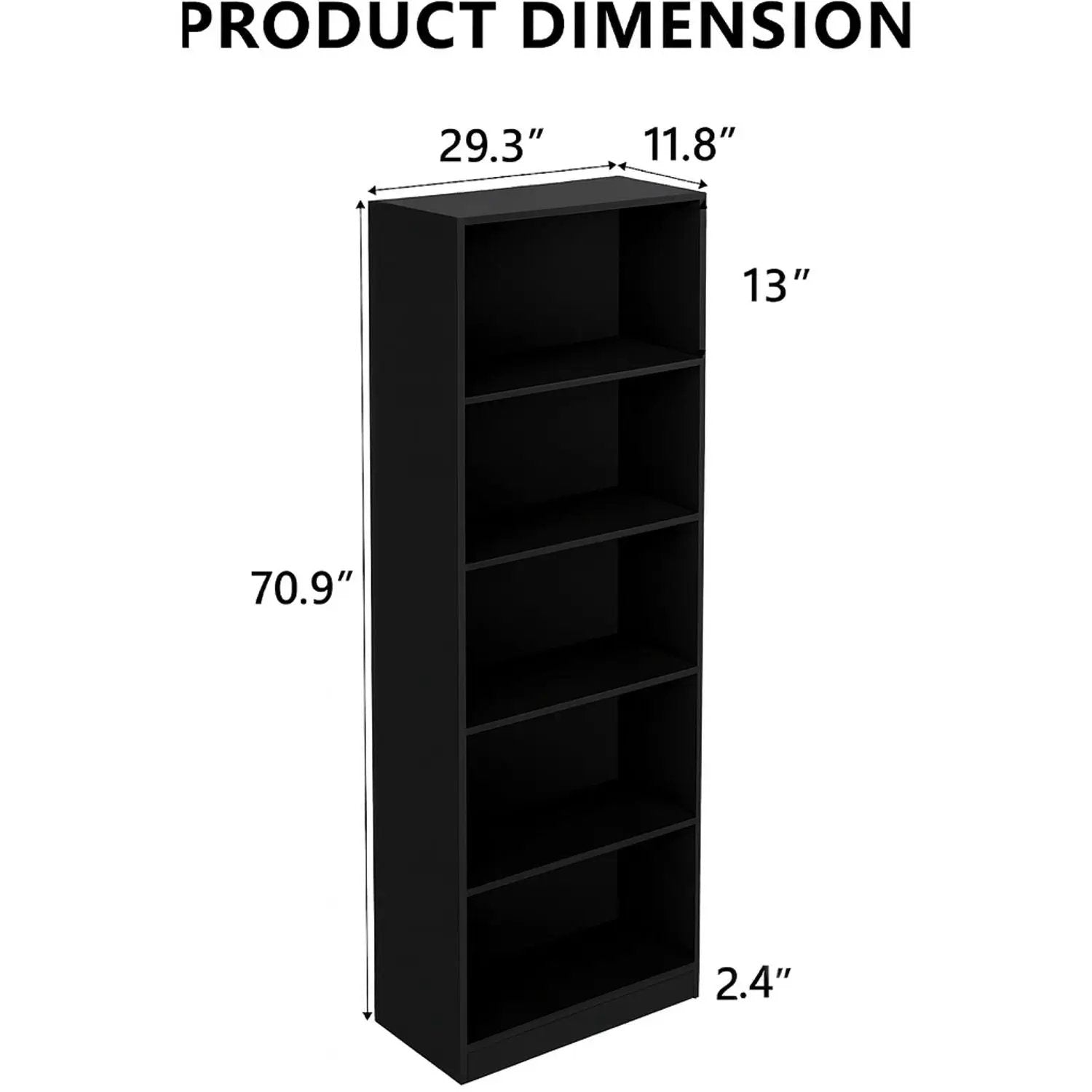 5 Tier Bookshelf Storage Cabinet With Anti-Tip Kit by Unique Piece Furniture
