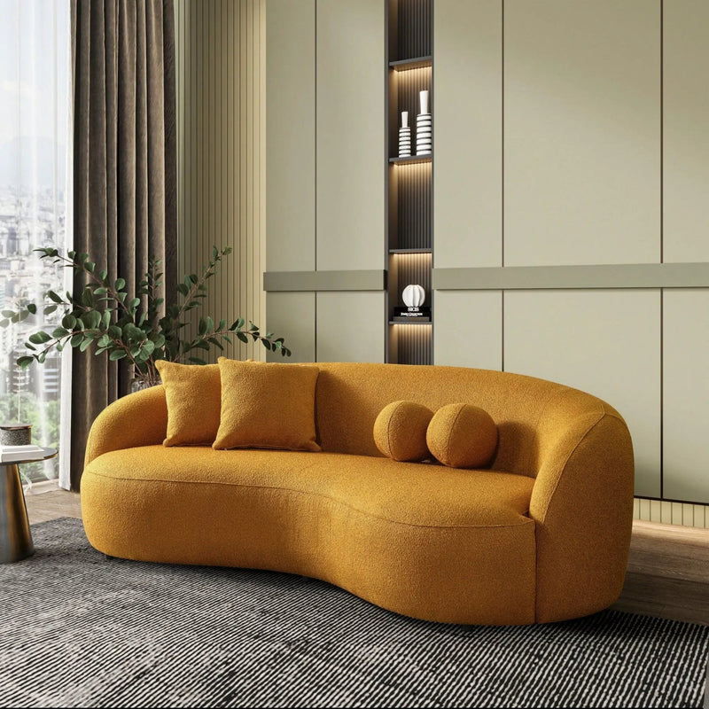 Drake - Japandi Style Curvy Boucle Sofa by HouseOfZazla