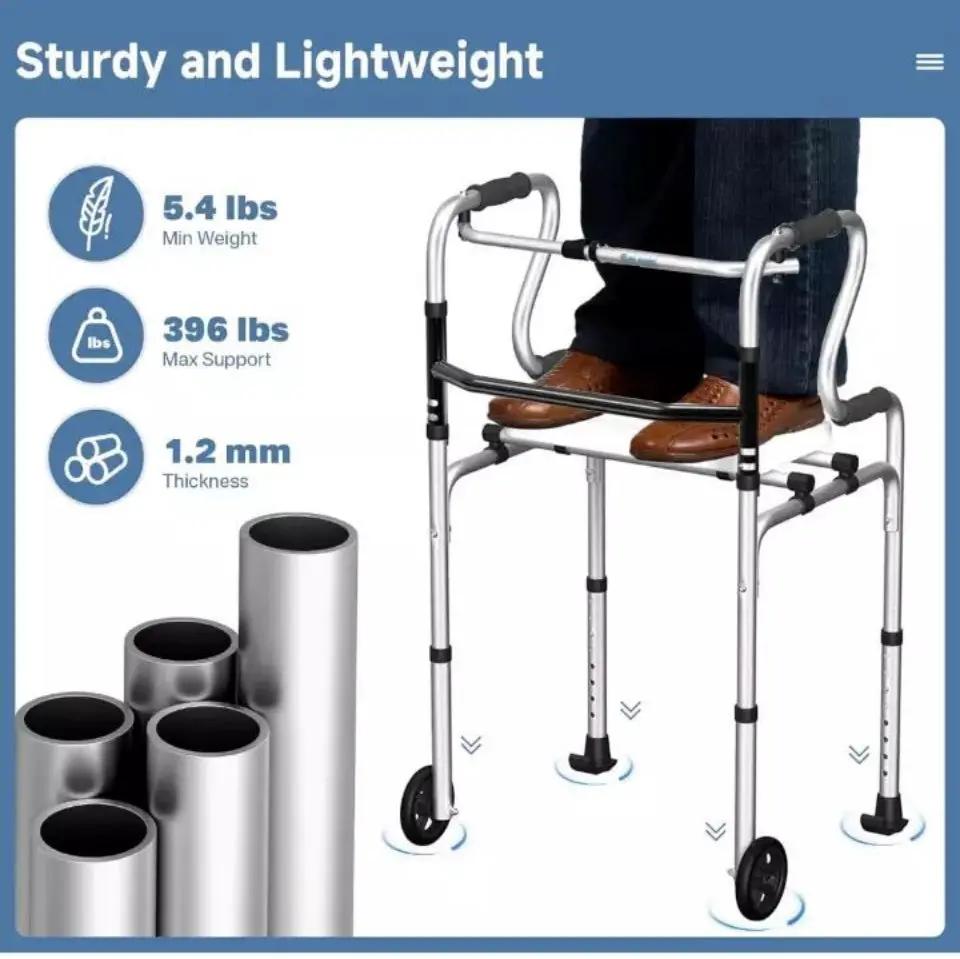 Open Box ElphGuard 4in1 Walkers for Seniors, Front Wheeled Walker, 2 Wheel Standard Walker by Selzalot