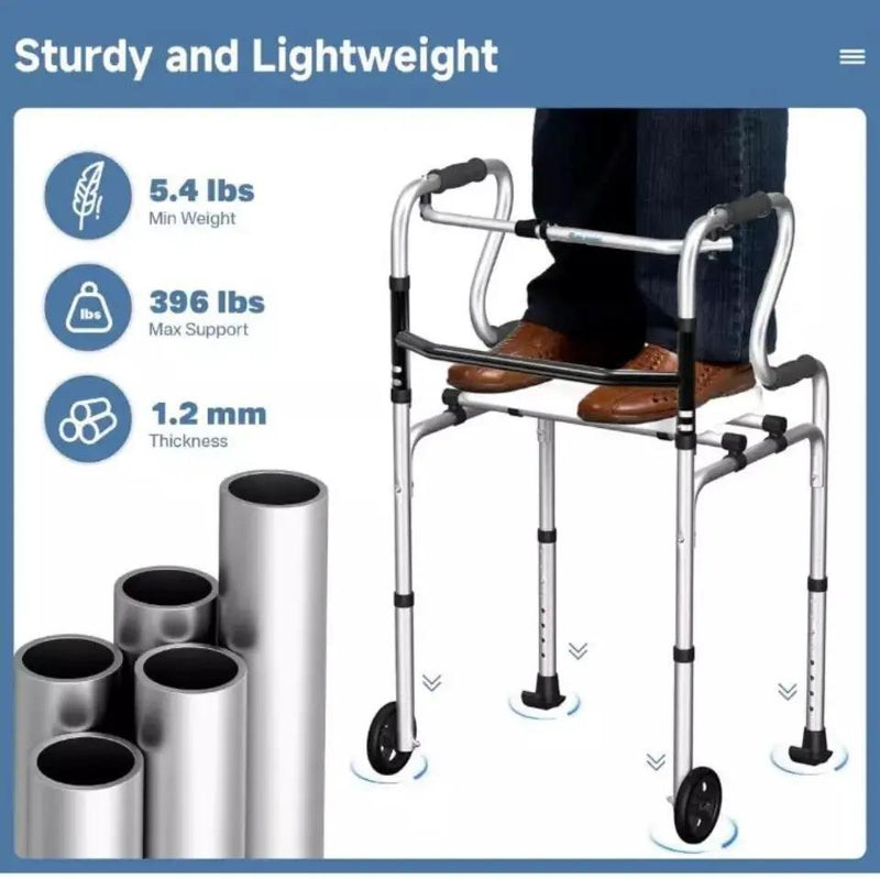 Open Box ElphGuard 4in1 Walkers for Seniors, Front Wheeled Walker, 2 Wheel Standard Walker by Selzalot