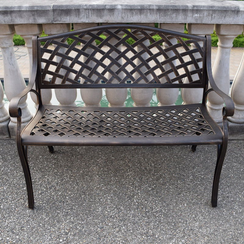 Outdoor Aluminum Modern 40-in Bronze Patio Bench Loveseat by Sharicks