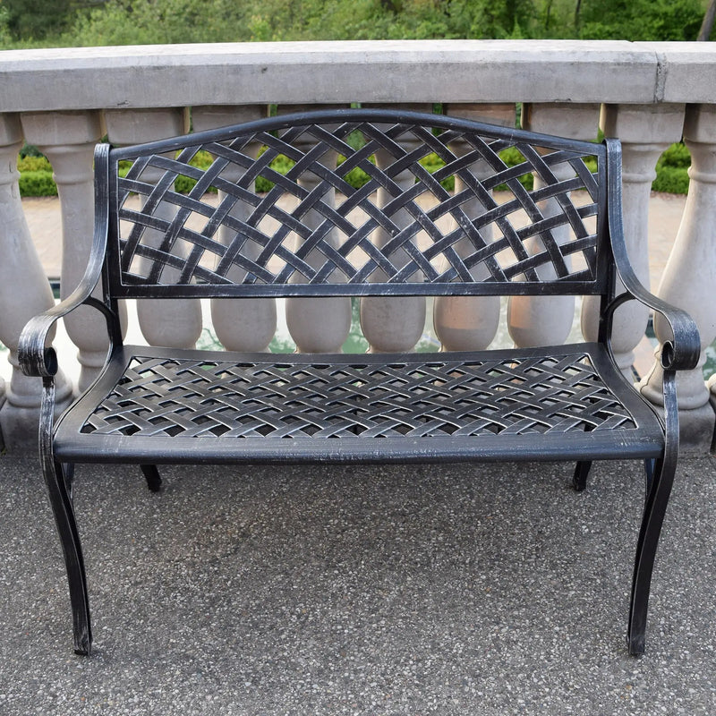 Outdoor Aluminum Modern 40-in Grey Patio Bench Loveseat by Sharicks