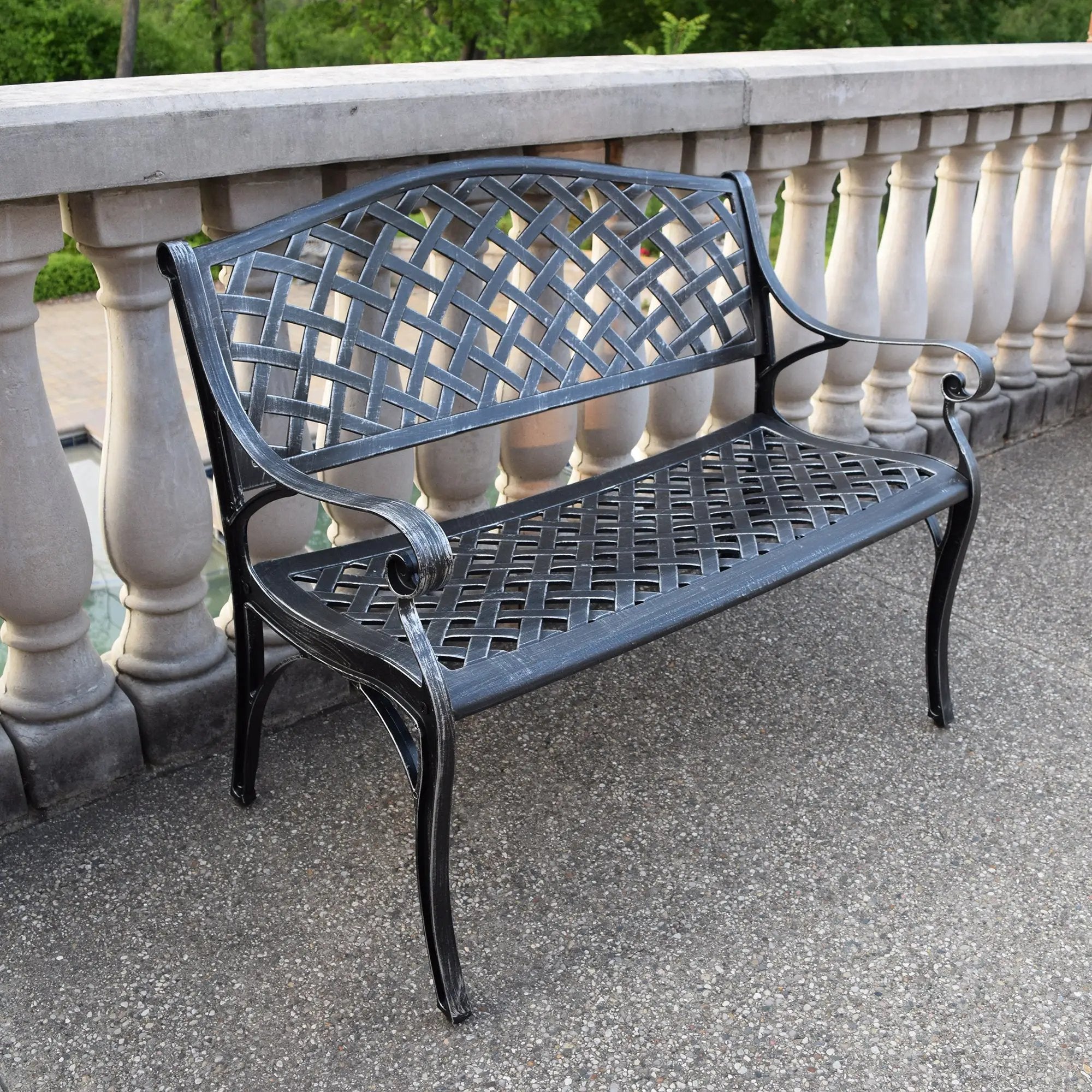 Outdoor Aluminum Modern 40-in Grey Patio Bench Loveseat by Sharicks