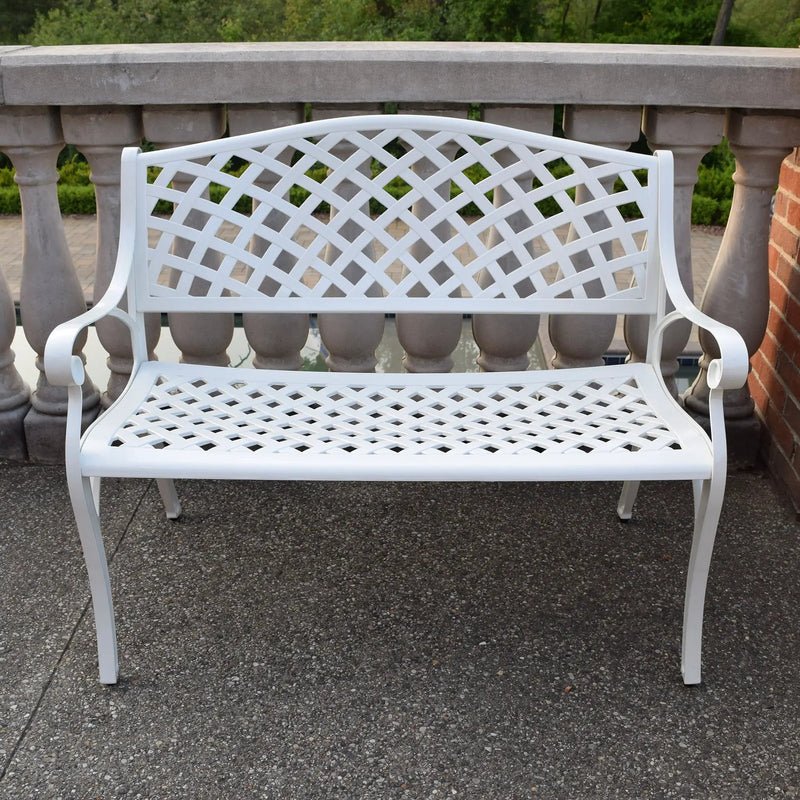 Outdoor Aluminum Modern 40-in White Patio Bench Loveseat by Sharicks