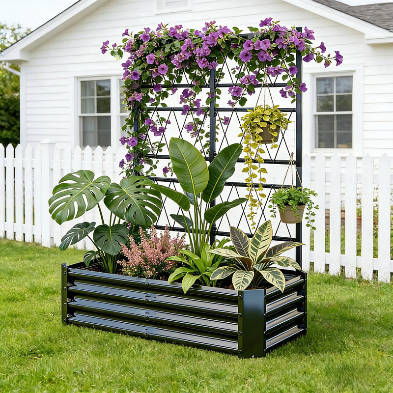 Galvanized Raised Garden Bed with Arch Trellis by HouseOfZazla