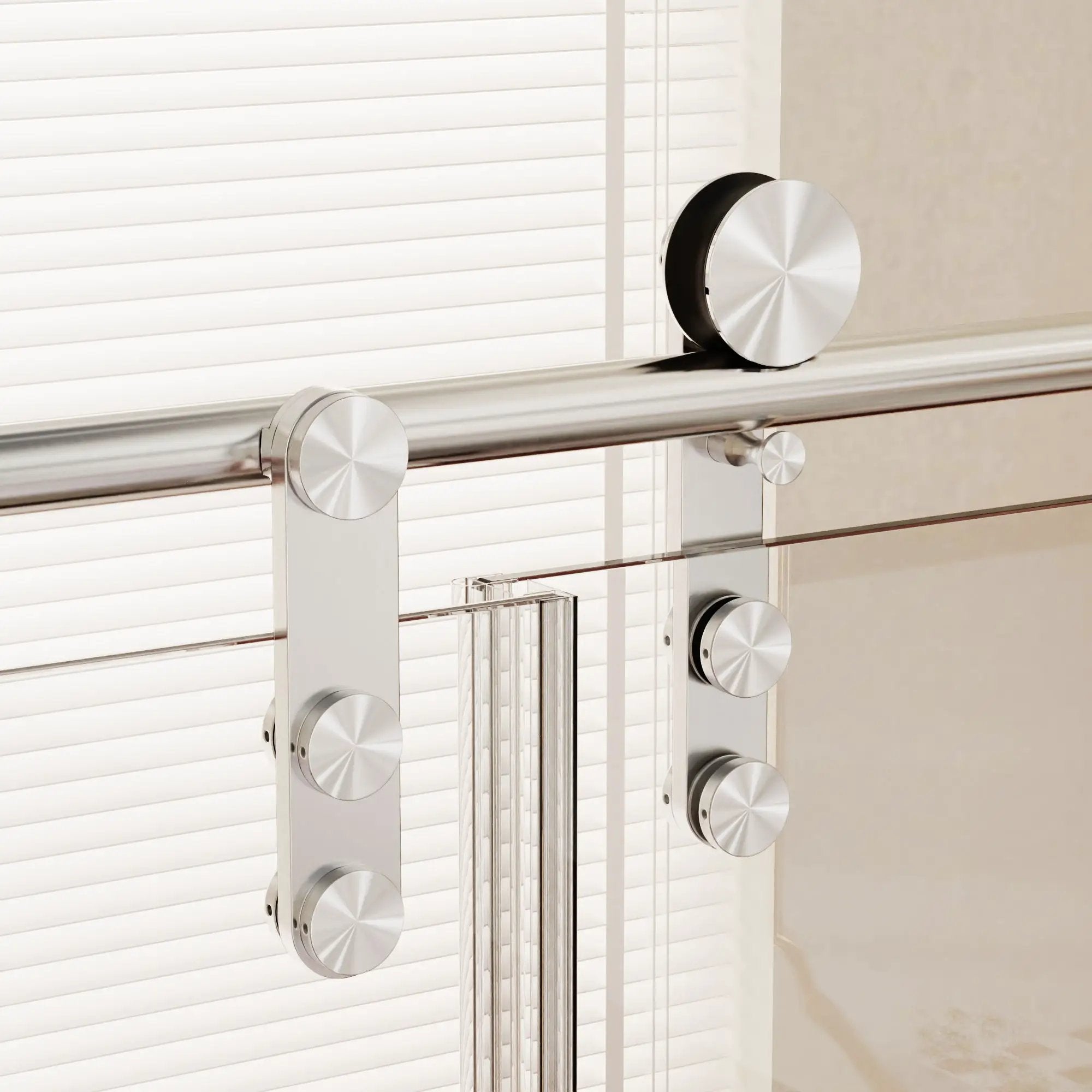 Frameless Single Sliding Shower Doors With Towel Rail & Handle by HouseOfZazla