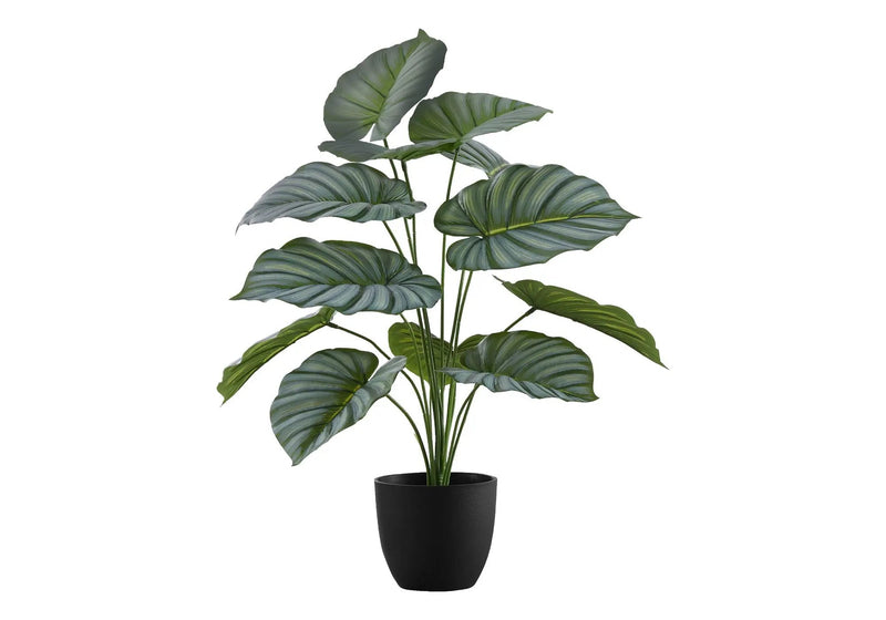 24" Tall, Artificial Plant, Calathea, Indoor, Faux, Fake, Table, Greenery, Potted, Real Touch, Decorative - Green / Black by Unique Piece Furniture