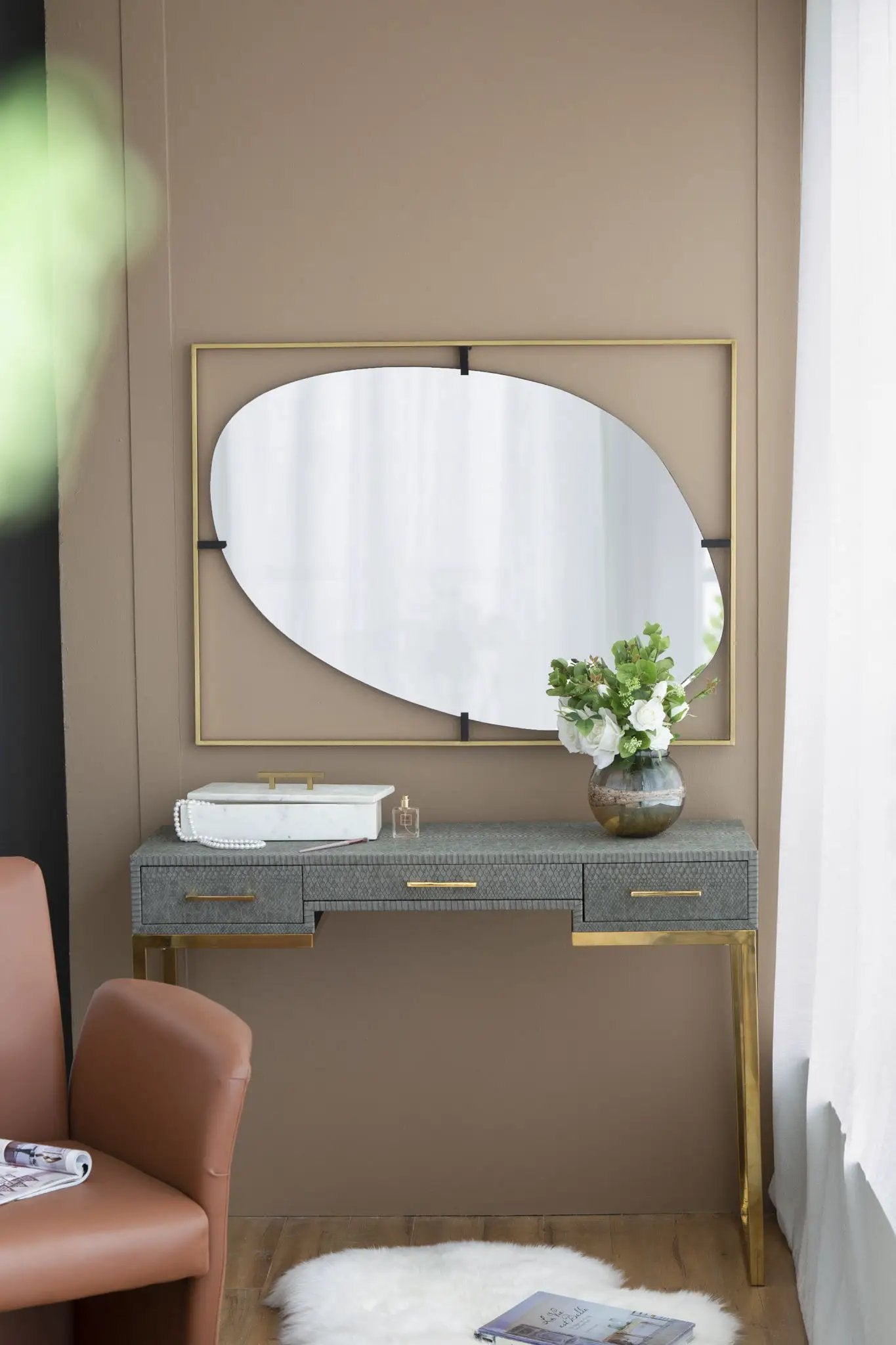 Poppy Mirror With Metal Frame Contemporary Design For Bathroom, Entryway Wall Decor by Unique Piece Furniture
