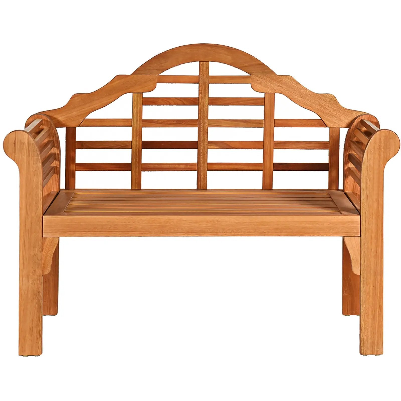 49 Inch Eucalyptus Wood Outdoor Folding Bench with Backrest Armrest for Patio Garden by DirectDeals
