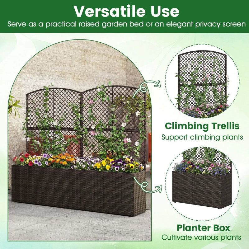 49 Inch Raised Garden Bed with Trellis and Wicker Planter Box by DirectDeals