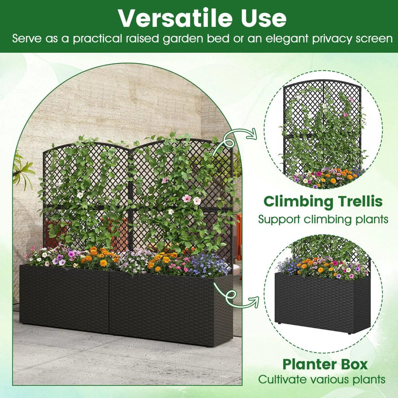 49 Inch Raised Garden Bed with Trellis and Wicker Planter Box by DirectDeals
