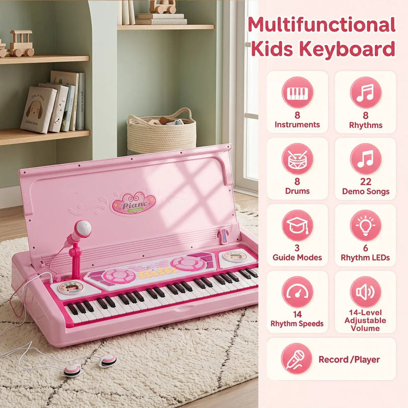 49-Key Kids Electric Piano Keyboard with Stool & Microphone by DirectDeals