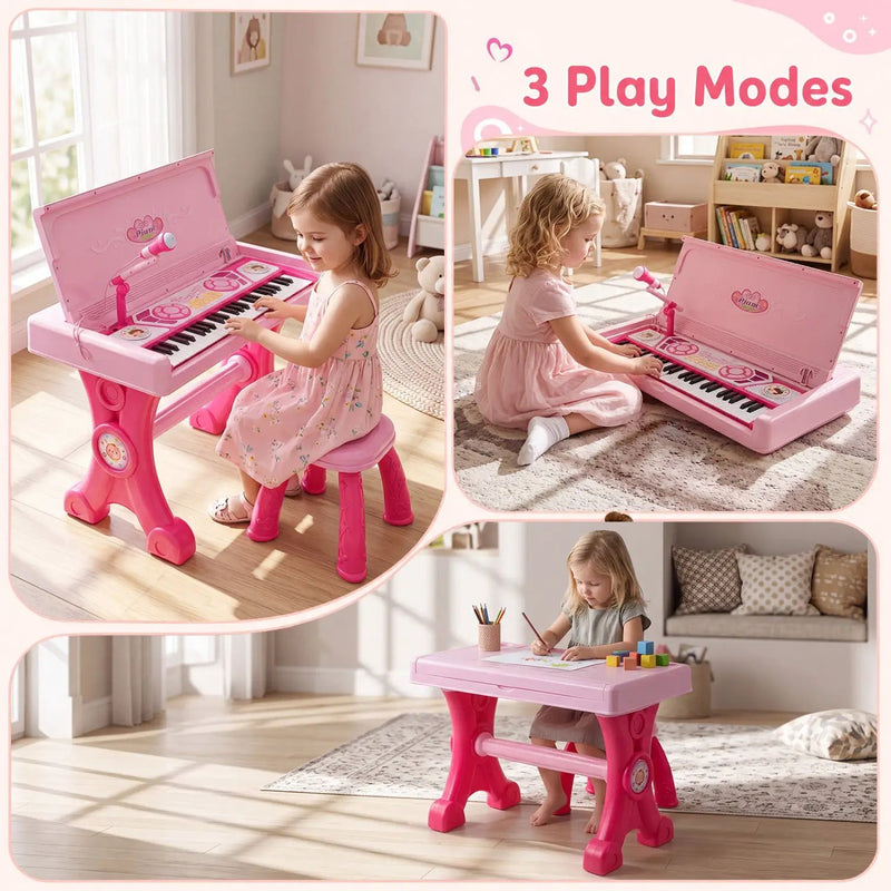 49-Key Kids Electric Piano Keyboard with Stool & Microphone by DirectDeals