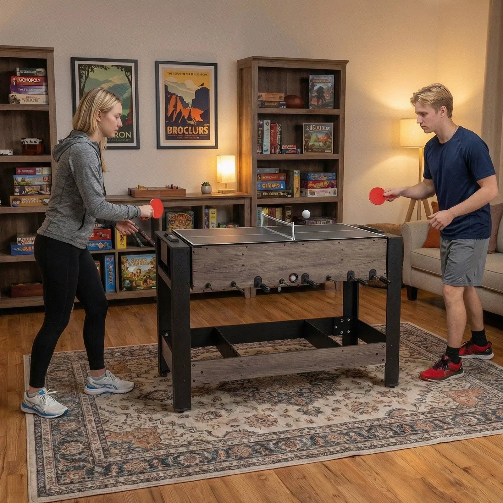 49 inch Combo Game Table with Pool Billiards-Brown by DirectDeals