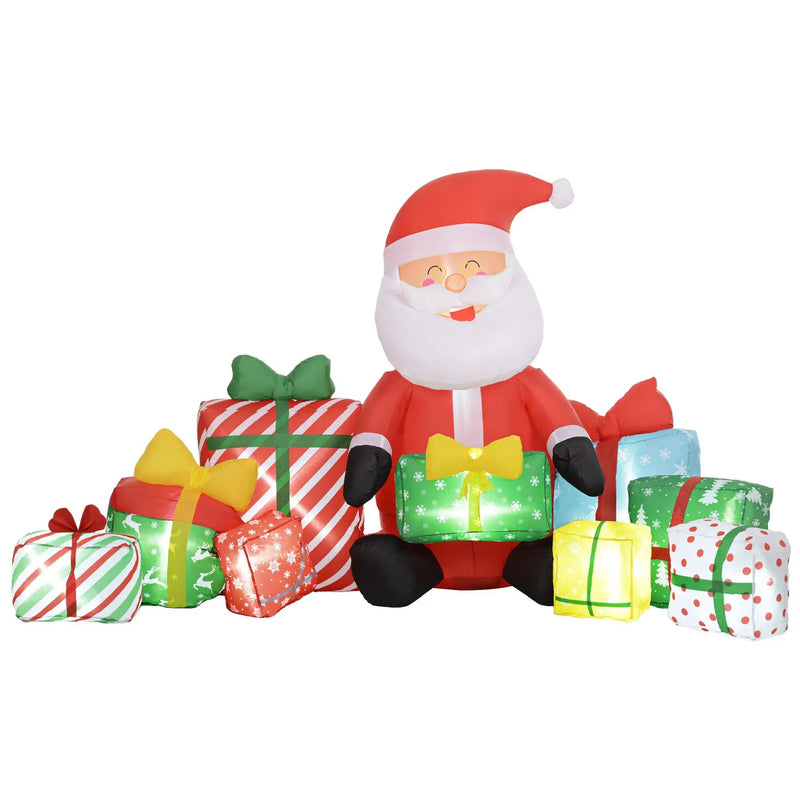 Outsunny 4.4' Christmas Inflatables Santa Claus and Gift Boxes by HouseOfZazla