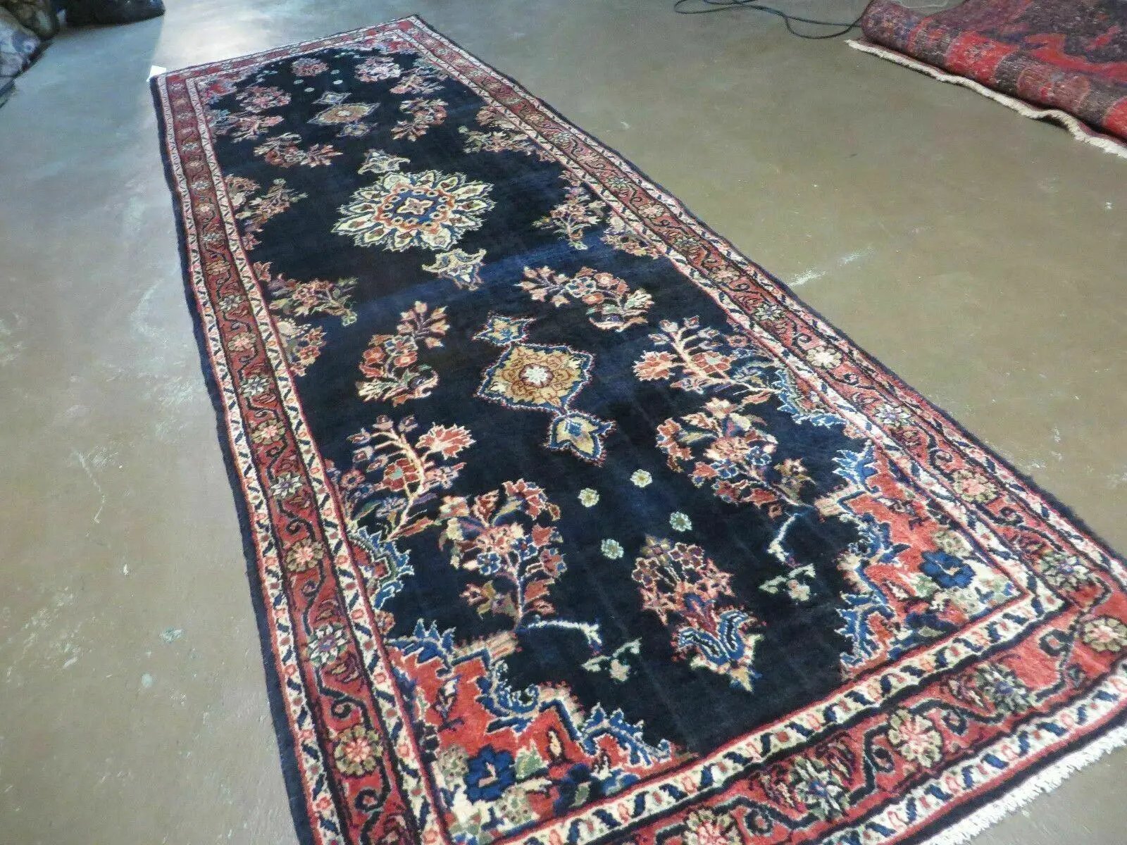 Persian Runner Rug 4x11, Navy Blue Antique Lilihan Runner by Jewel Rugs