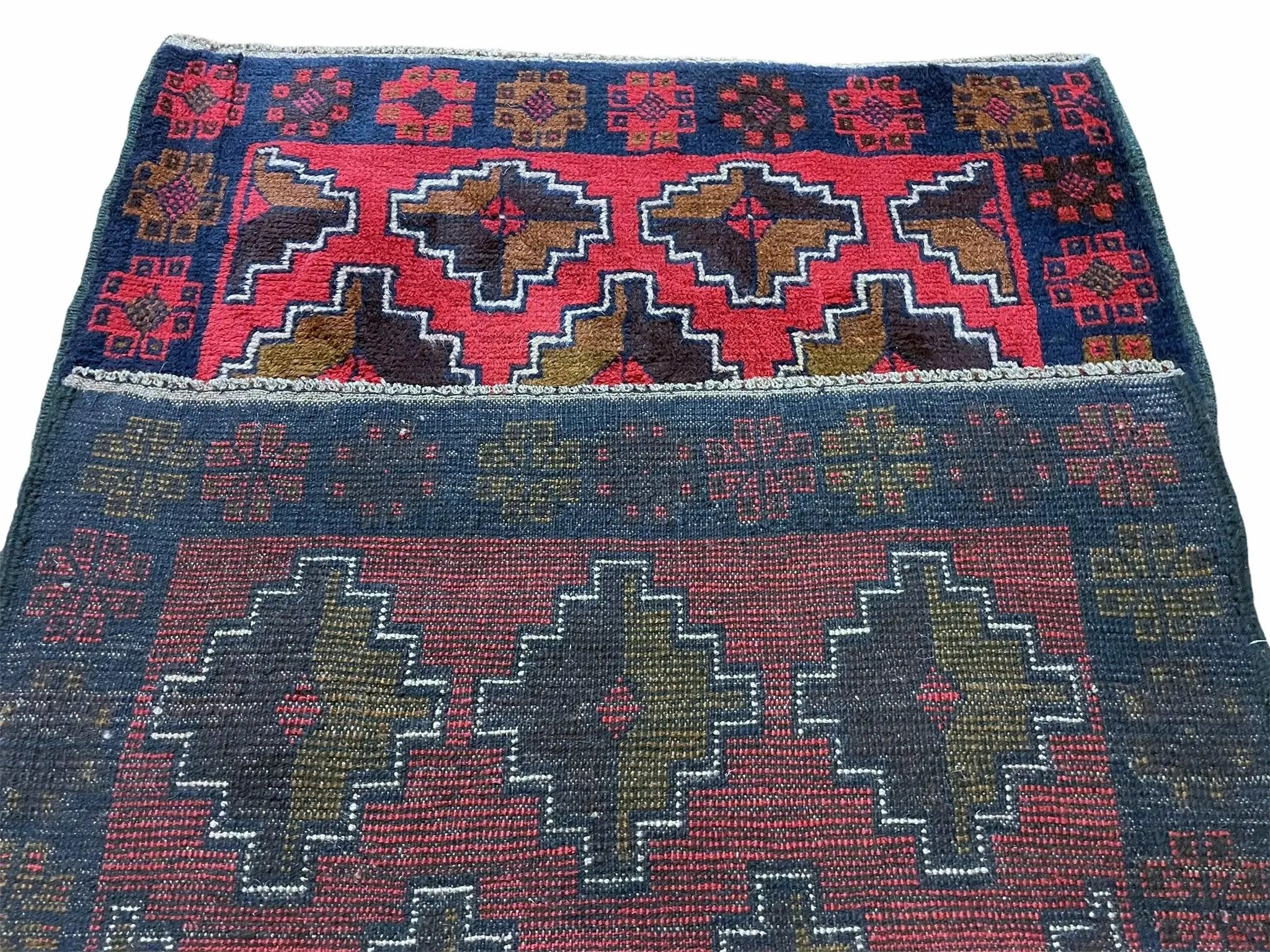 3' X 4' 7" Vintage Handmade Tribal Wool Rug Balouchi Rug Afghan Rug Red Brown by Jewel Rugs